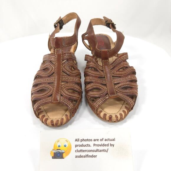 Pikolinos Leather Open Toe Casual Heel Sandals Womens Size 7 37 Brown - Picture 2 of 9